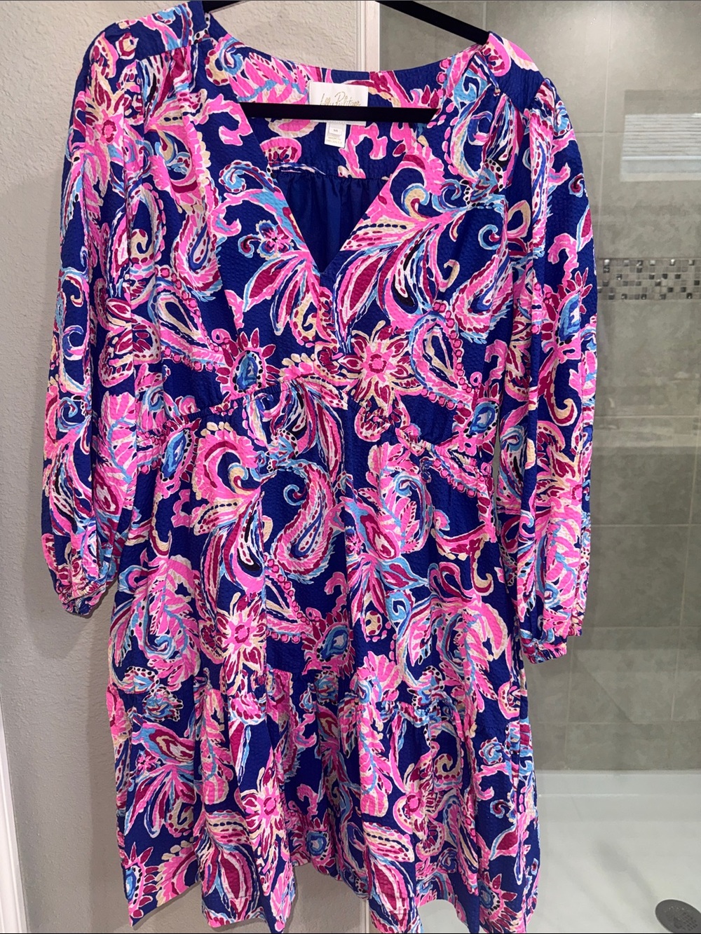 Lilly Pulitzer Deacon 3/4 Sleeve V-neck Dress with Pockets Size 16 Worn Once